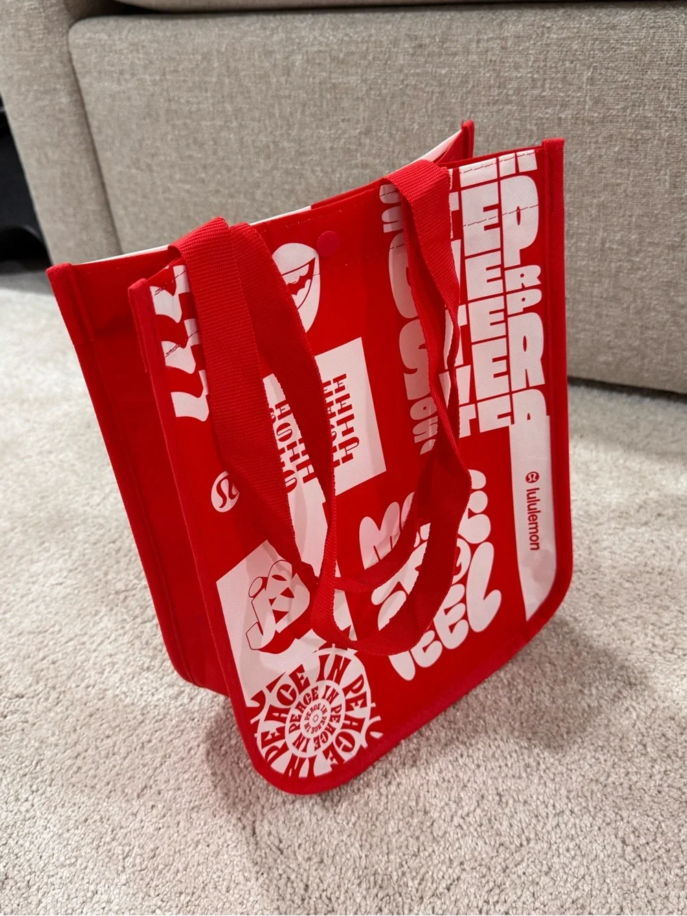 lululemon athletica Red and White Tote Bag